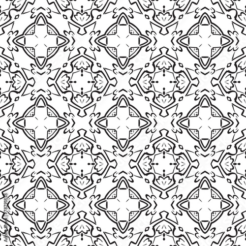 Vector Seamless Damask Pattern Vintage Wallpaper Black And