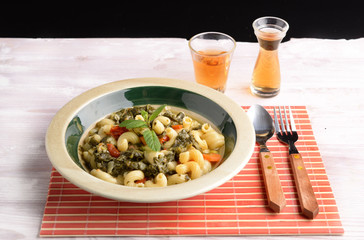 Vegetable soup with pasta hanks