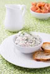 Soft cheese spread with salmon and green onions