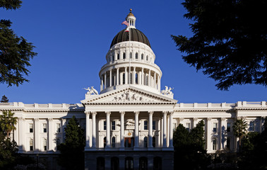 Front Of California State Capitol Building Blue Sky