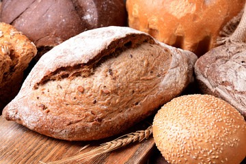 Different bread on table close-up