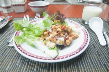 Salad Vegetable with  biscuits