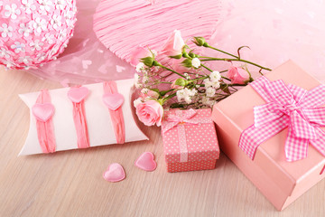 Handmade gift on Valentine Day, close-up