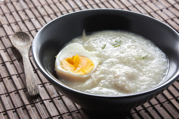 Rice porridge with boiled egg