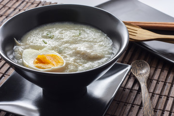 Rice porridge with boiled egg