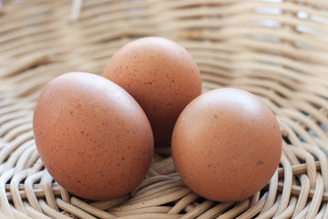 Chicken boiled eggs in basket