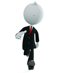 White businessman character with running pose