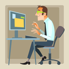 man office working computer