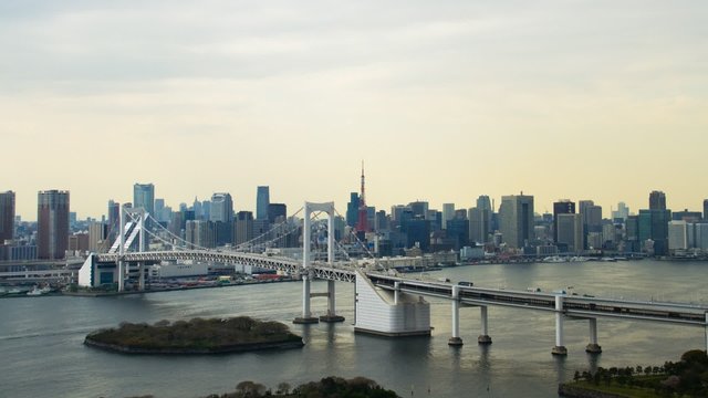 Tokyo Tower and Rainbowbridge view of odaiba