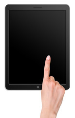 Modern computer tablet with hand