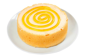 Sponge cake isolated on white background