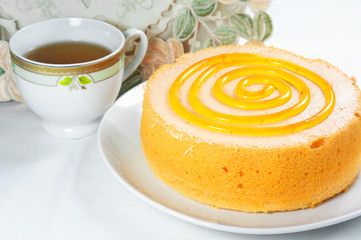 Cake dessert with tea