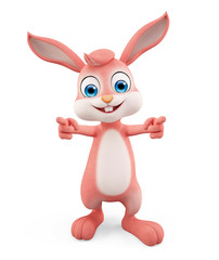 Easter Bunny with pointing sign pose