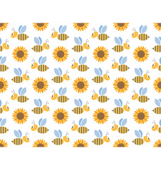 Spring bees and sunflowers seamless pattern