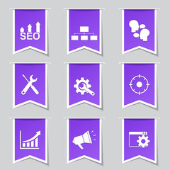 SEO Internet Sign Label Vector Violet Icon Design Set 5