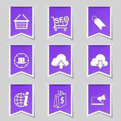 Fototapeta premium SEO Internet Sign Label Vector Violet Icon Design Set 7
