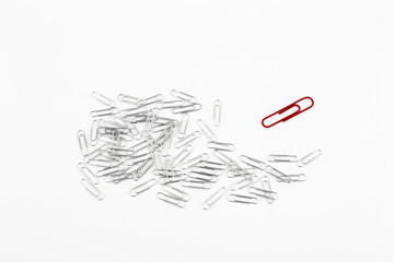 Mixed Paper Clips Metal and Red