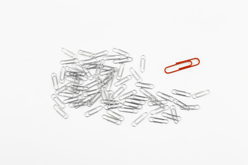 Mixed Paper Clips Metal and Red