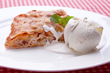 Icecream with fruit cake