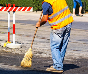 Street cleaner is working