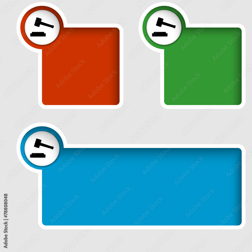 Poster set of three text boxes with law symbol