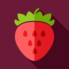 Strawberry flat icon with long shadow