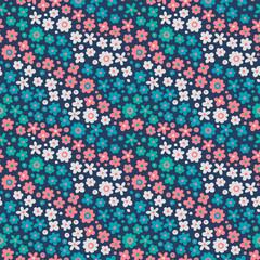 Seamless pattern with cute flowers.