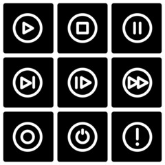 Vector black media buttons icon set