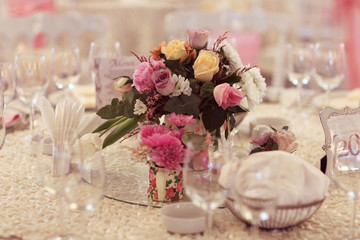 Beautifully decorated wedding table