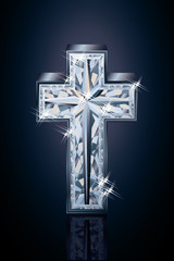 Diamond 3d cross, vector illustration