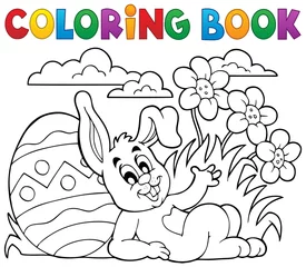 Cercles muraux Pour enfants Coloring book Easter rabbit theme 2