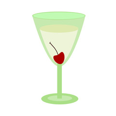Cherry in the cocktail glass vector