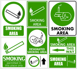 Set of smoking area signs