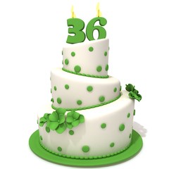 Birthday cake with number thirty six