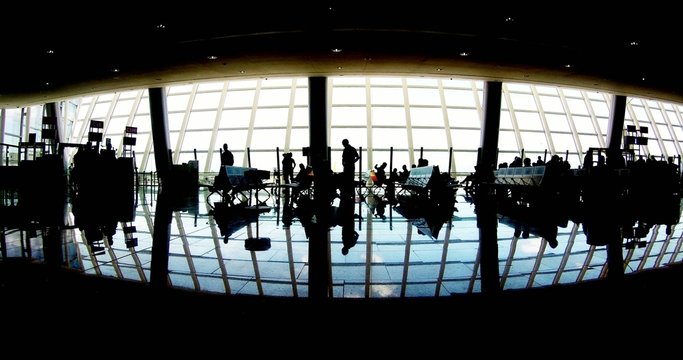 silhouette of passengers at the airport