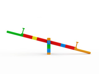 See Saw Swing on Children's Playground isolated on white backgro