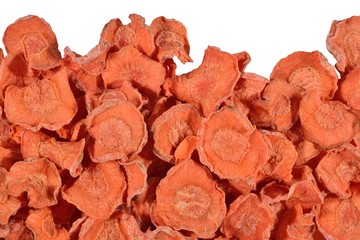 Dried carrots on a white