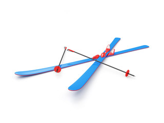 Blue Skiing isolated on white background