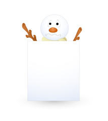 Scared Snowman with Blank Banner
