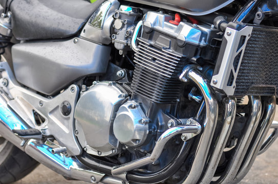 the modern motor motorcycle closeup