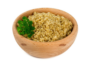 cooked quinoa in a bowl isolated