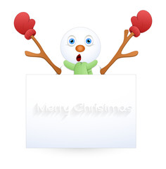 Surprised Snowman with Banner