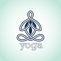 Yoga pose of lotus logo design