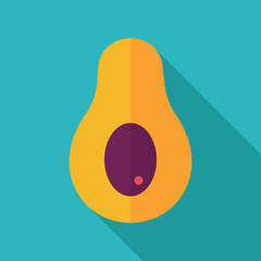 Avocado flat icon with long shadow