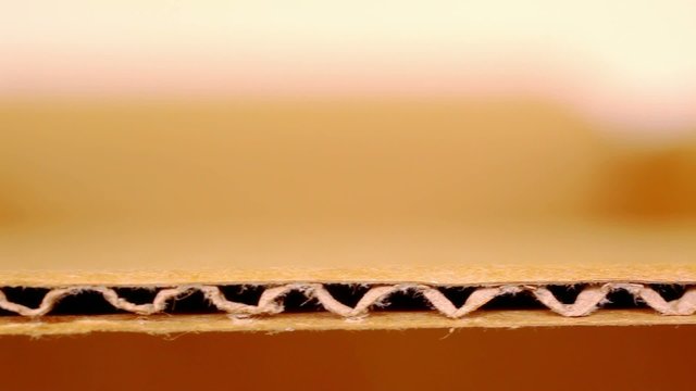 Close up of corrugated cardboard. Macro video shift motion