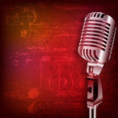 abstract grunge background with retro microphone