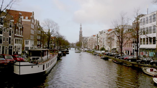 View of Unesco world heritage Prinsengracht canal. Amsterdam