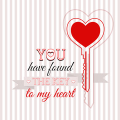 Happy Valentines Day card with key
