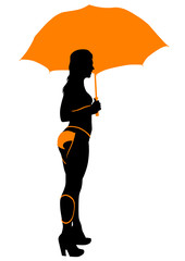 Bikini girls and umbrella