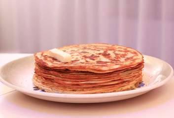 russian thin pancakes with butter